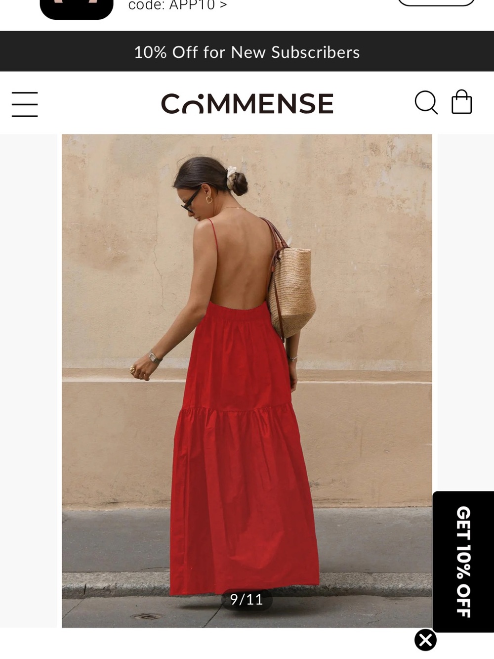 NWT Commense Open-Back Tiered Maxi Dress